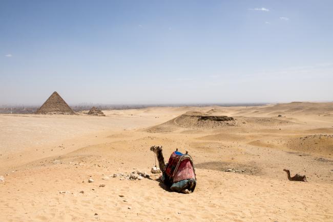 Mykerino's pyramide er den mindste af de store pyramider ved Giza Mykerino's pyramide er den mindste af de store pyramider ved Giza